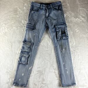 Waimea Skinny Fit Jeans Youth Boy’s Size 12 Distressed Cargo Pockets Streetwear